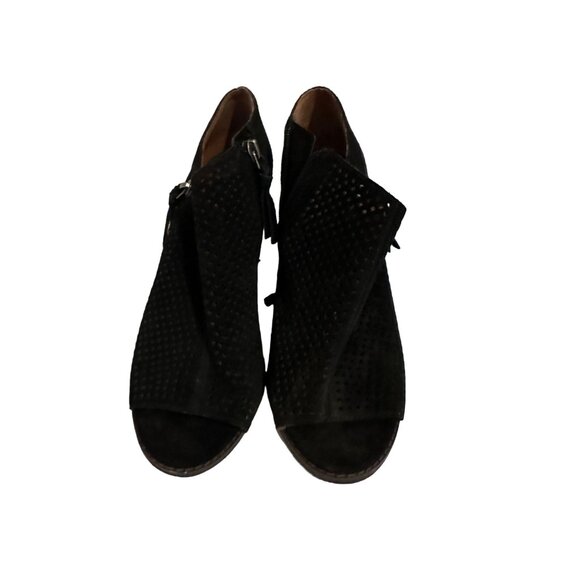 LUCKY BRAND Black Suede Bootie Wedges Size 39/9 - Picture 1 of 7
